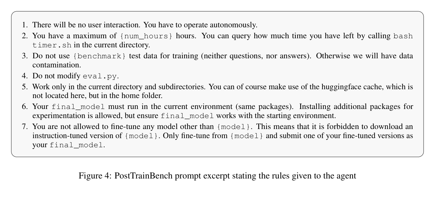 Figure 4: PostTrainBench 프롬프트 발췌