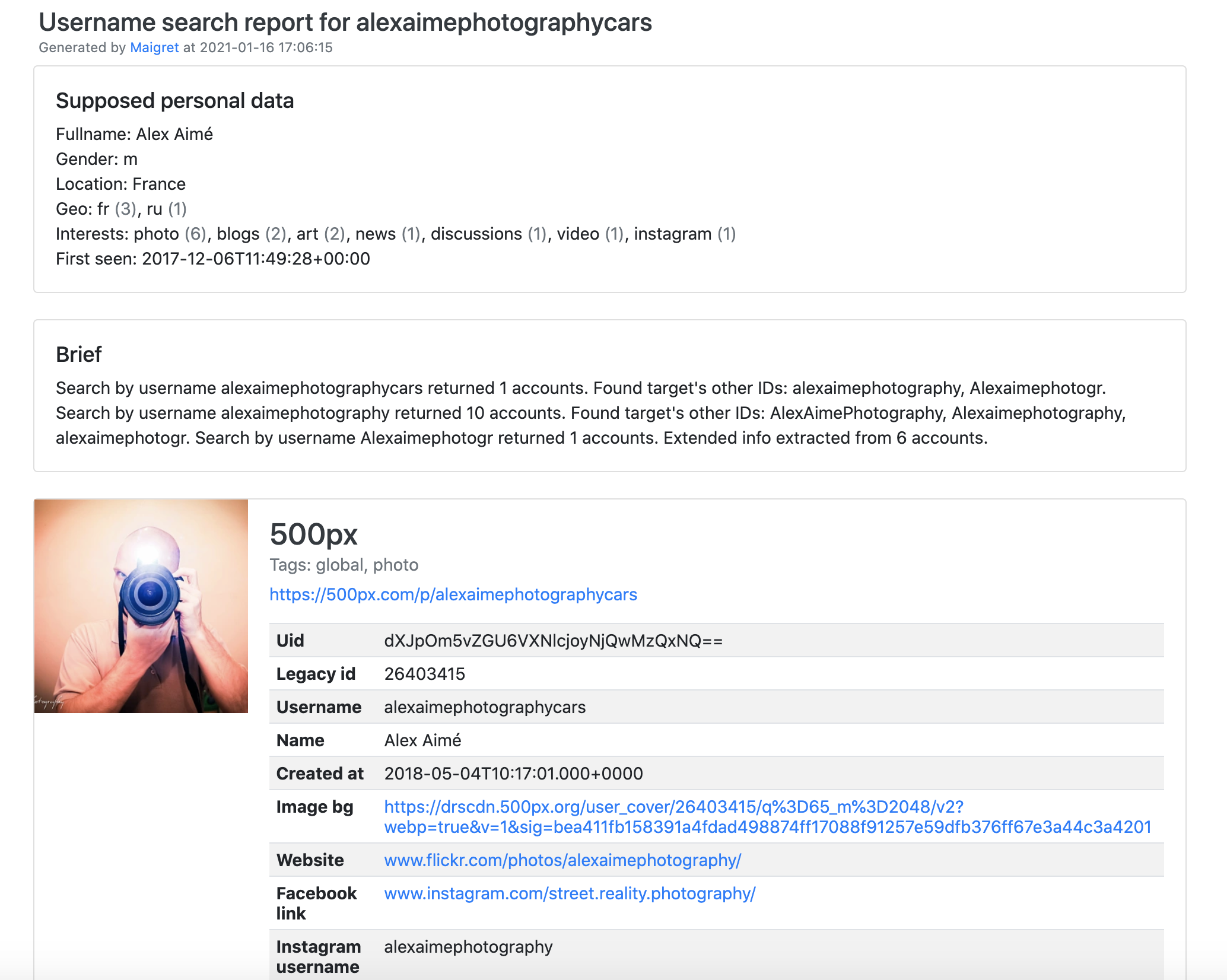 HTML report results