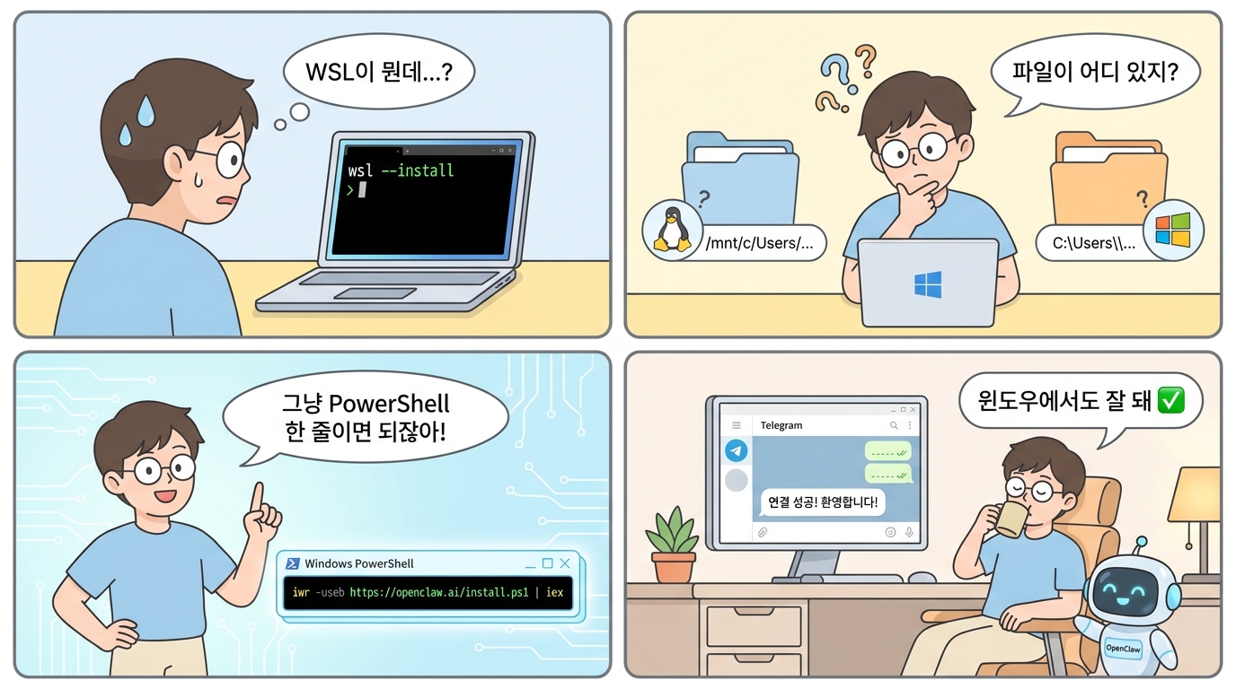 윈도우에서 오픈클로 — WSL 없이 시작하기