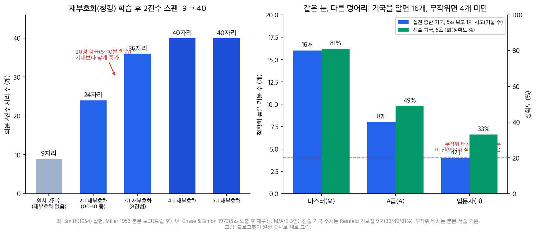 재부호화 실험과 체스 기억 데이터