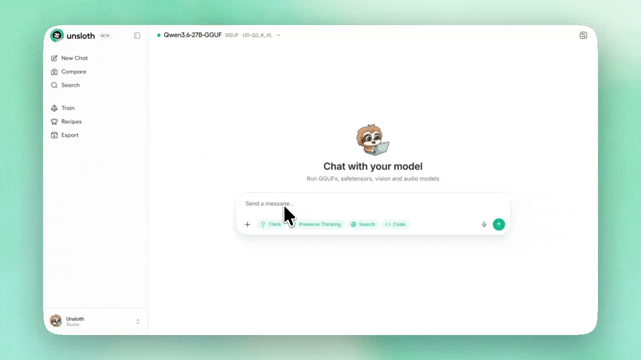 Unsloth Studio UI